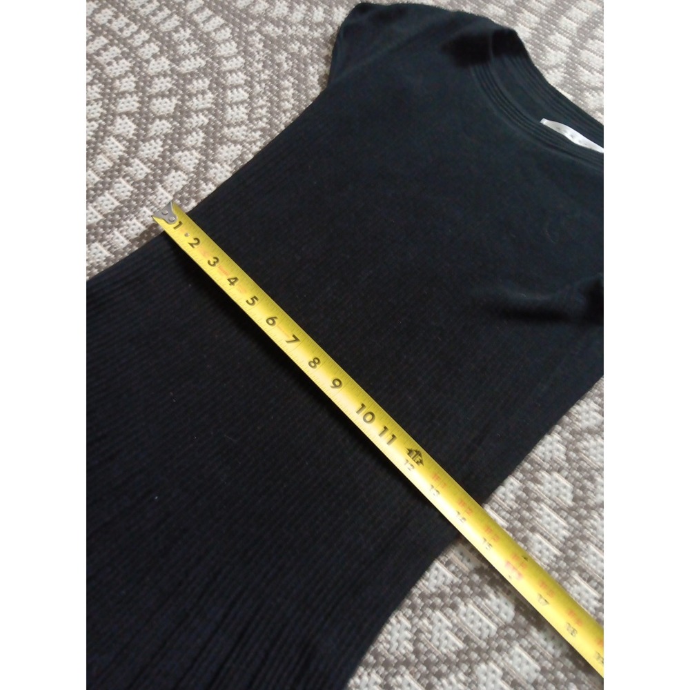 Max Studio SMALL Knit Sweater Dress Cotton Midi Black Fit Flare‎ Office Siren - Picture 8 of 12
